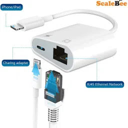 SCALEBEE Lightning to Ethernet Adapter 2 in 1 RJ45 LAN Network Adapter with Charge Port Lan Adapter image 3