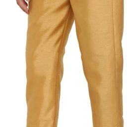 Women Regular Fit Gold Silk Blend Trousers-image-56