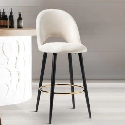casacraft from pepperfry Deva Velvet Bar Chair In Off White Colour-picture-27