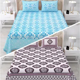 160 TC Cotton Double Jaipuri Prints Flat Bedsheet-image-28