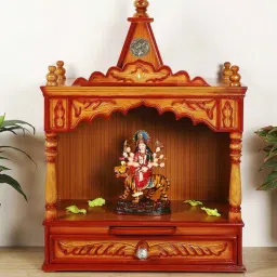 dzyn furnitures Divya Prakostha Pooja Mandir Wall Mount (Teak)-picture-5