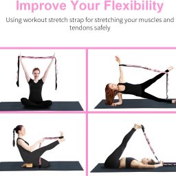 shopimoz 9 Loops Non-Elastic Yoga Strap for Stretching, Perfect Multi-Loop Exercise Nylon Yoga Strap image 3