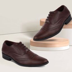 FAUSTO Men Brown Solid Formal Brogues-image-55