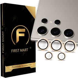 FIRST MART Back Camera Lens Ring Guard Protector for Samsung Galaxy S24 Ultra 5G, Samsung S24 Ultra 5G, Gold Camera Ring-image-6