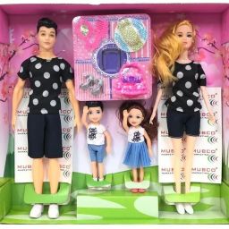 Happy Family Mom, Dad & 2 Kids Movable Body Parts Doll Play Set Kids Toys Gift |-image-3