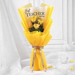 Best Teacher Ever Yellow Rose Trio Bouquet-image-56