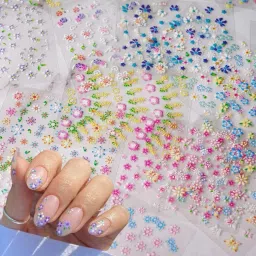 10 Sheets 3D Mix Flower Nail Art Stickers-image-49