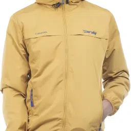 nomKLER Nomkler full sleeve soli men's fancy Mustard color windcheater Solid Men Wind Cheater-image-2