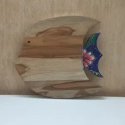 disoo fashions Artistic shape handmade Natural Brown Handpainted Wood Chopping Board-picture-25