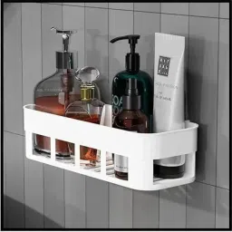 Self Adhesive Multi-Purpose Wall Hanging BATHROOM floating Shelf Plastic Wall Shelf-image-56