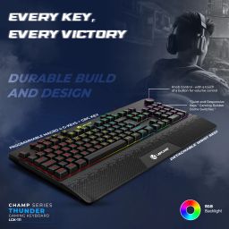 LAPCARE LGK-111 Wired USB Standard Gaming Keyboard Compatible with Desktop, Laptop, Mac with detachable Wrist rest, 26 anti-ghosting keys and Rainbow backlit, Membrane image 2