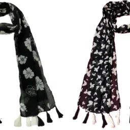 Printed Chiffon Women Multicolor Scarf, Stole, Fancy Scarf-image-86