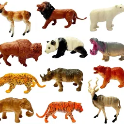 12-PCS Wildlife Animal Toy Set|Realistic Mini Jungle Zoo Animals for Kids|539-10
