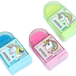 Designer Unicorn Theme Eraser With Sharpener for Students, Single Blade Sharpeners-12
