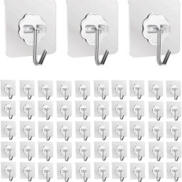 Adhesive Hooks for Wall, Sticky Wall Hook for Hangers,Bathroom hangings Hook 50-6