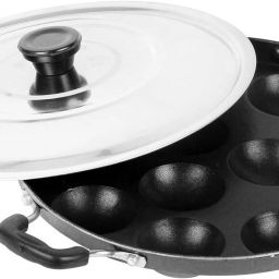 Non Stick Appe Maker 12 Cavity Pan Kitchen Use | Ponganalu Pan | Appam Patra Use Paniarakkal with Lid 0.5 L capacity 23 cm diameter-image-79