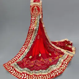 Poly Georgette Printed Red, Orange Women Dupatta-image-20