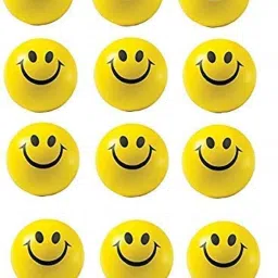 Yellow Emoji Happy Smiley Face Squeeze Sponge Balls (Set of 12 )- 22 mm-12