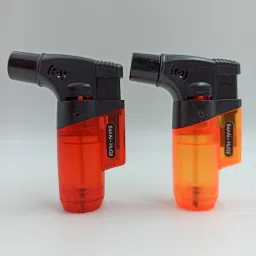 (Pack of 02) High Jet Flame Lighters Red & Orange High Jet Flame Blow Refillable Torch Lighter Transparent Body & Flame Adjustable Pocket Lighter-15