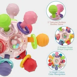 ntz Soft Teeth Rattle Ball Toys,Classic Rattle and Teether Grasping Activity Teether Teether image 2