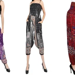 Printed Rayon, Cotton Women Harem Pants-image-18