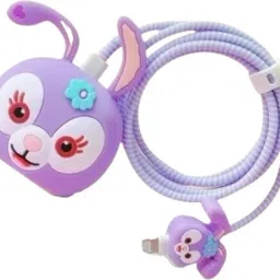 YuniKase Charger Cover for iPhone 18W-20W Charger, 3D Cartoon Design Rabbit Spiral Cover Cable Protector-image-27