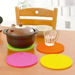 Multipurpose Silicon Round Hot Mat for Kitchen and Dining/Hot Plate Stand mat finish Trivet-20