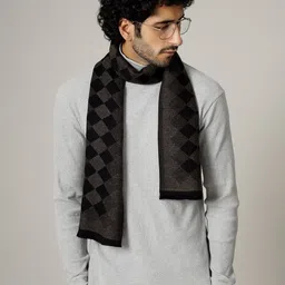 HANDICRAFT PALACE Men Black Checked Woolen Muffler-image-20