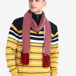 JoE Hazel Men Red & White Patterned Reversible Muffler-picture-2