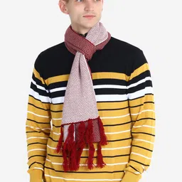 JoE Hazel Men Red & White Patterned Reversible Muffler image 5