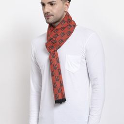 Calvadoss Men Rust Red & Charcoal Grey Printed Muffler image 2