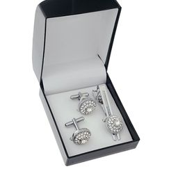 LUCKY JEWELLERY Men Set Of 3 White & Silver-Plated Formal Cufflinks-image-0