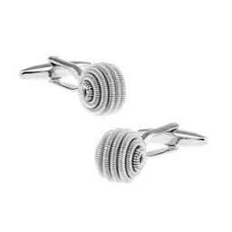 The Tie Hub Men Silver-Toned Quirky  Metallic Swirl Ball Cufflinks-18