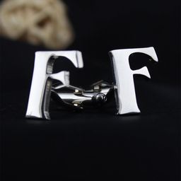 PELUCHE Silver-Toned Alphabet Cufflink-image-88