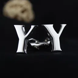 PELUCHE Silver-Toned Alphabet Cufflink-image-40
