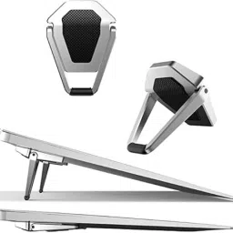 MAGA MART 2 Pcs Premium Metal Folding Portable Laptop Stand Tabletop Risers for 10-17 Inch Aluminium Desk Stand Rotatable Laptop Stand Compatible with Universal Laptops-picture-1