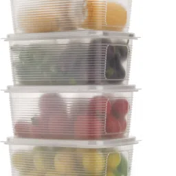 Plastic 4 PCS Fridge Storage Box Containers Plastic Freezer Fish Meat Vegetables Fruits Storage Basket-17
