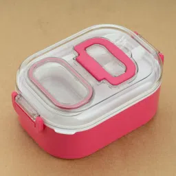 plastic mighty lunch box for school with 1 baby spoon RED 1 Containers Lunch Box-28