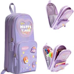 Pencil Pouch School Stationery Large Capacity Pouch for kids with 3 Sticker Geometry Box-image-65