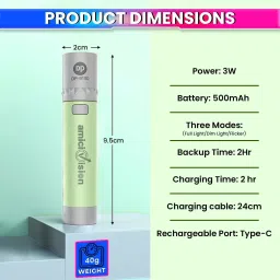 amicivision Lightweight Mini Rechargeable Torch – 3W LED Flashlight with 3 Modes Torch image 5