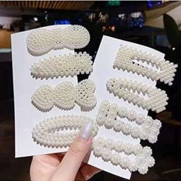 8 Pcs Korean Fancy Stylish Pearl Hair Tic Tac Clip for women and Girls Hair Clip-0