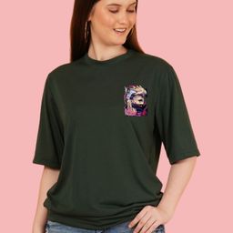 kasendra Women Printed Round Neck Polycotton Green T-Shirt-picture-44