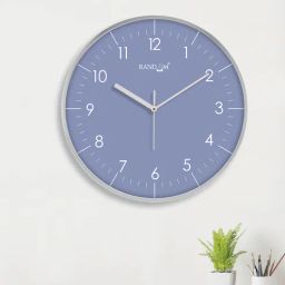 random 12 Inches Modern Wall Clock Periwinkle Blue Face With Silver Ring-picture-39