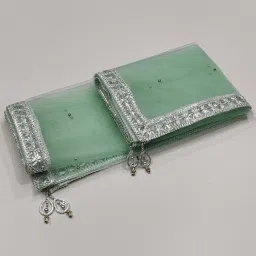 Net Embellished Light Green Women Dupatta-picture-23
