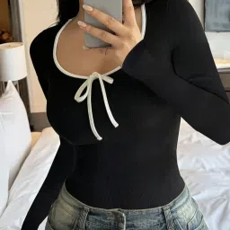 Casual Regular Sleeves Solid Women Black Top-image-34