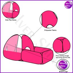 silver shine 2 in 1 Combo Foldable Tent House For Kids Activity Indoor Outdoor 2 To 8 Years image 3