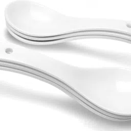 rkpl Melamine Soup Spoon White Disposable Ceramic Soup Spoon Set(Pack of 6) Disposable Ceramic Soup Spoon Set image 4
