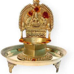 MYNAKSHA Kamakshi Oil Lamp with Stand for Pooja | (11.5cm x 11.5cm x 16cm) Brass Table Diya Set-21