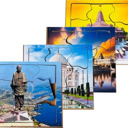 Set of 4 Wonders of India Jigsaw Puzzle Set Wooden Golden Temple Paperless Toy-image-28