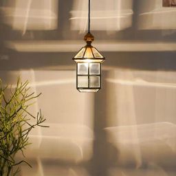 kapoor lampshades oyager Single Light Ceiling Pendant in Antique Brass Finish-picture-1